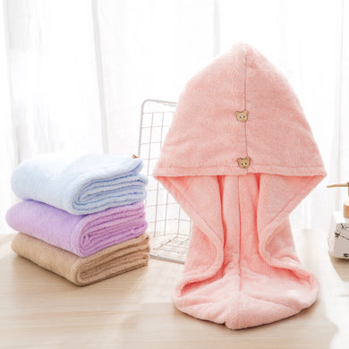 Soft Absorbent Dry Hair Cap Quick-Drying Towel Head Wrap Pink - Hyshina