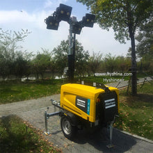 Load image into Gallery viewer, Atlas Copco HiLight V5+ NEO Portable LED Lighting Tower 5000m² Coverage Low Fuel Consumption Motor 7.5m Mast Silent Operation
