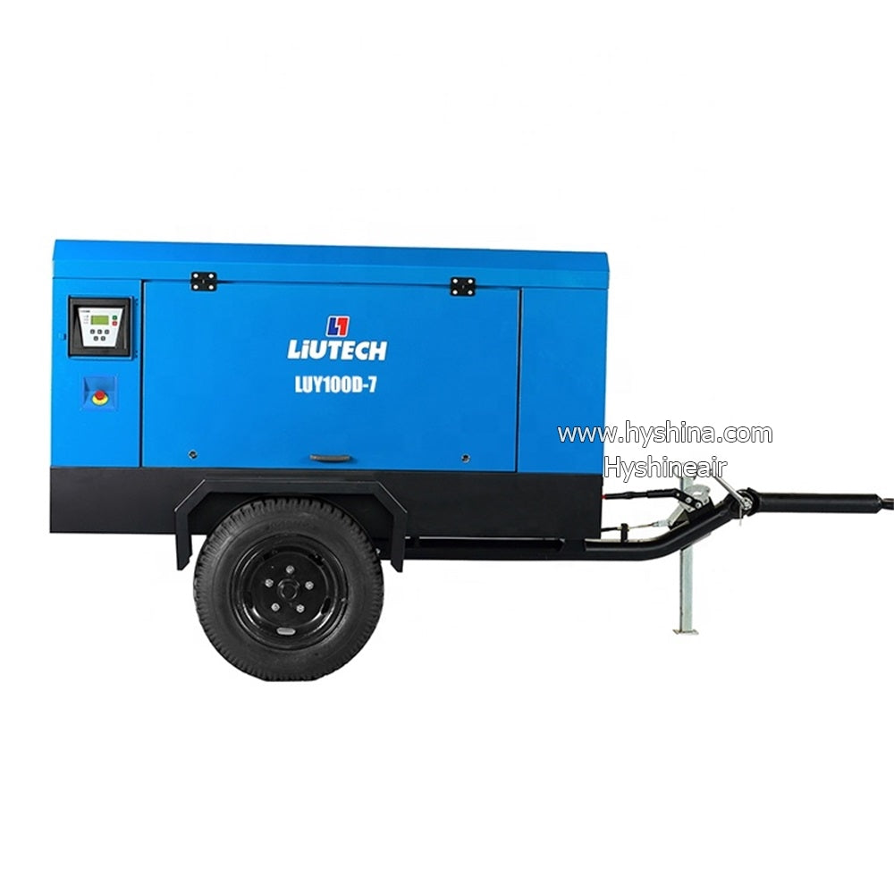 LIUTECH LUY100D-7 Electric Driven Portable Mobile Screw Air Compressor 7Bar 55kW 10m³/min Atlas Copco Air-end Outdoor Use Mining Rock Drilling