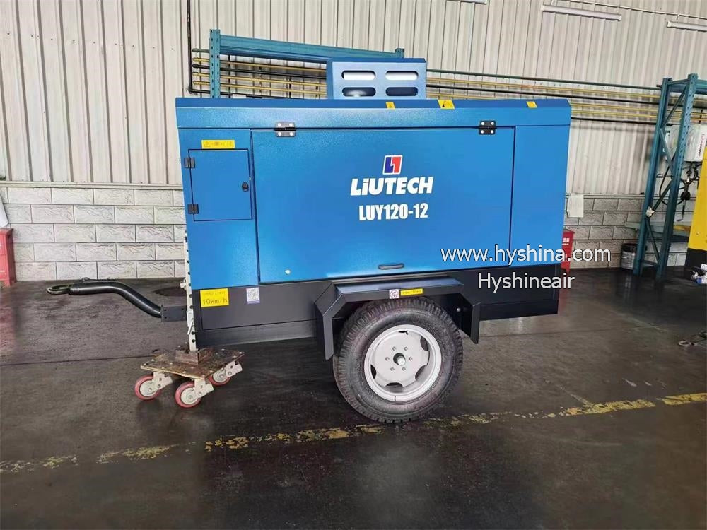 LIUTECH LUY120-12 Diesel Rotary Screw Portable Air Compressor 12bar 175psi 12m³/min 425cfm with Atlas Copco Air-end & Yuchai Engine | Low Noise, Energy-Saving for Construction, Mining, Outdoor Use, Heavy Machinery