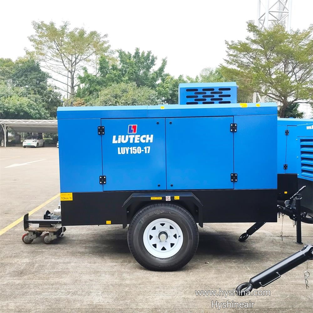 LIUTECH LUY150-17 Diesel Rotary Screw Portable Air Compressor 17bar 250psi 15m³/min 530cfm with Atlas Copco Air-end & Yuchai Engine | Low Noise, Energy-Saving for Mining, Construction, Outdoor Use, Tunnel Excavation