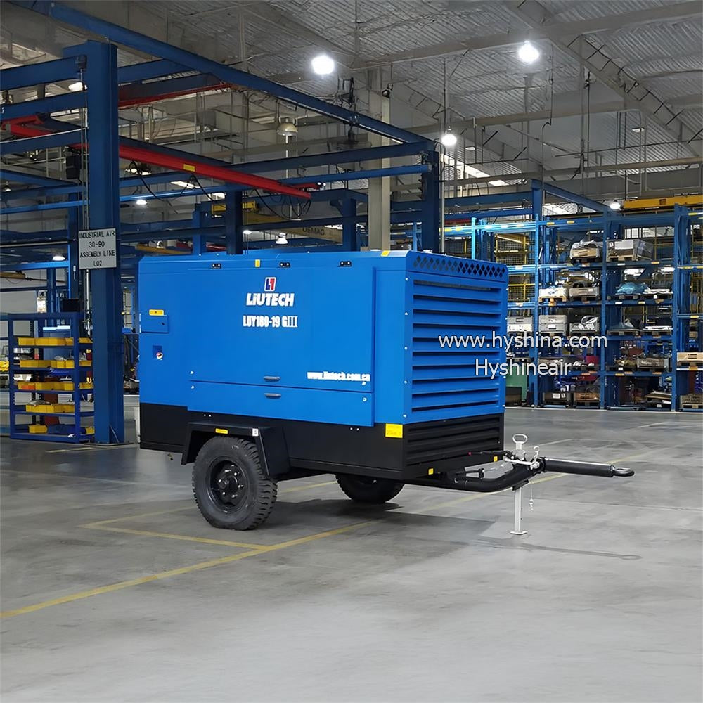 LIUTECH LUY180-19 Diesel Rotary Screw Portable Air Compressor 19bar 275psi 18m³/min 635cfm with Atlas Copco Air-end & Yuchai Engine | Low Noise, Energy-Saving for Mining, Construction, Outdoor Use, Foundation Piling