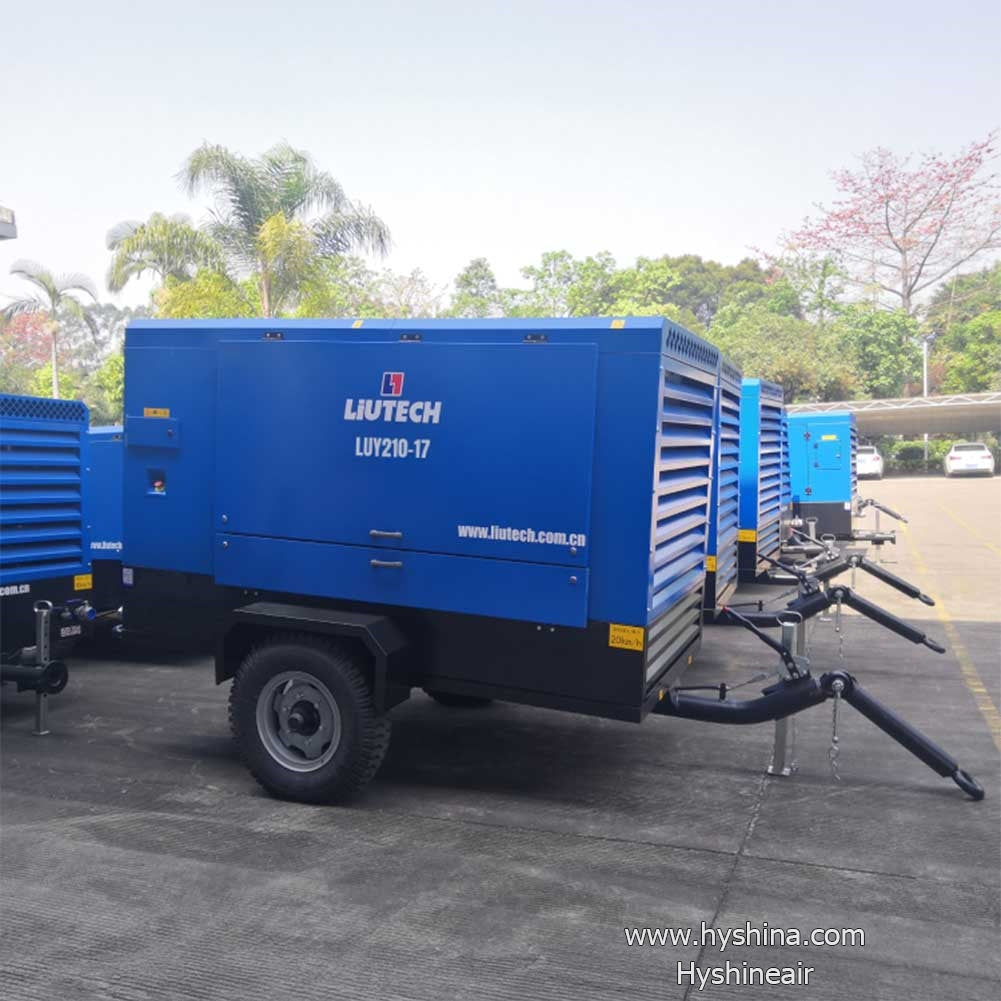 LIUTECH LUY200-10 Diesel Rotary Screw Portable Air Compressor 10bar 150psi 20m³/min 710cfm with Atlas Copco Air-end & Yuchai Engine | Low Noise, Energy-Saving for Mining, Construction, Outdoor Use, Pavement Repair