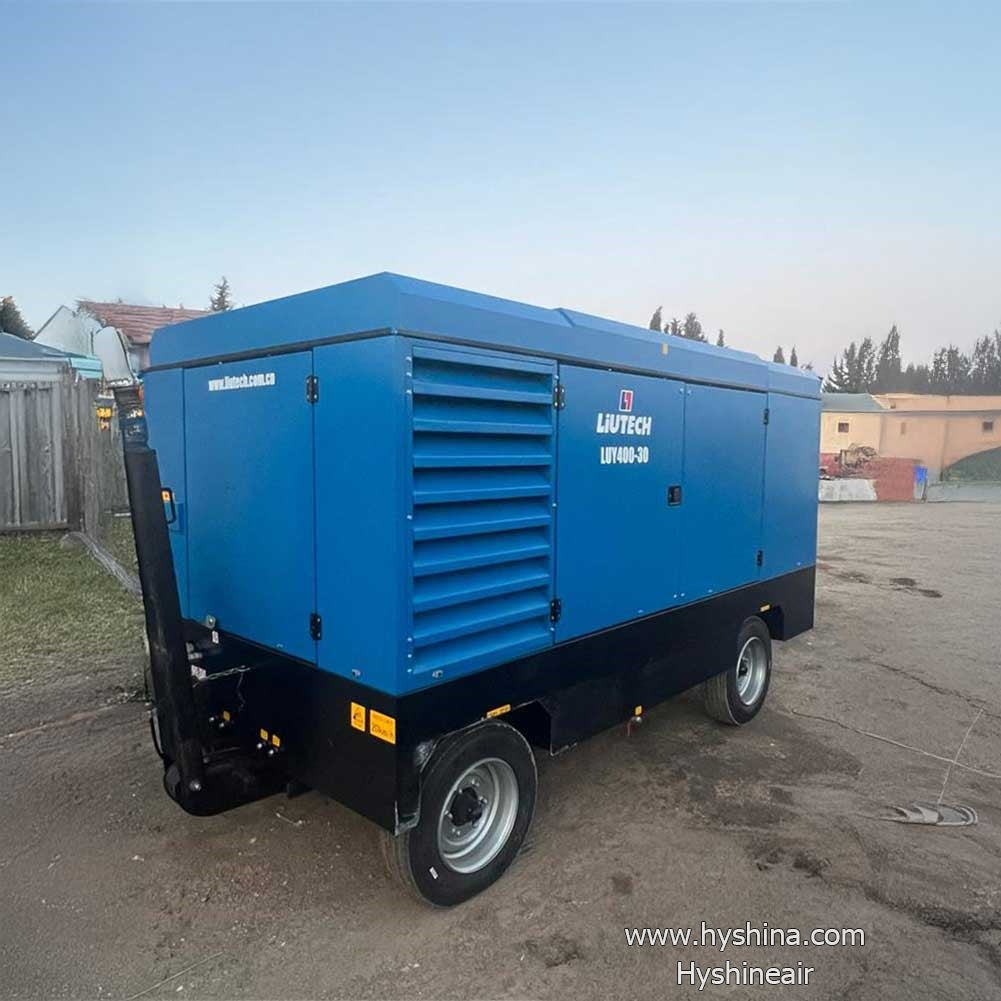LIUTECH LUY350-28 High-Pressure Diesel Rotary Screw Portable Air Compressor 28bar 400psi 35m³/min 1250cfm with Atlas Copco Air-end & Yuchai Engine | Low Noise, Energy-Saving for Mining, Construction, Heavy-Duty Outdoor Use, Geothermal Drilling