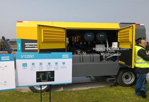 Atlas Copco V1200 Portable Diesel Screw Air Compressor 25 bar 363psi 33.42m³/min 1181CFM Industrial Mining Construction Outdoor