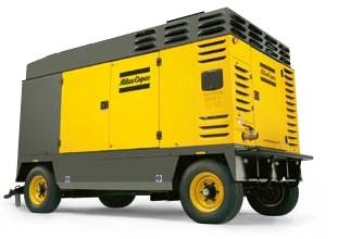 Atlas Copco Size 2: Wagon-mounted, oil-injected, rotary screw portable compressors, 7-25 bar (100-365 psig) - Hyshina