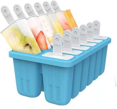 Ozera 12 Cavities Popsicles Molds, Reusable Summer Silicone Popsicle Molds, Easy Release Ice Pop Molds Popsicle Maker with Cleaning Brush an - Hyshina