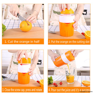 Hand Juicer Citrus Orange Squeezer Manual Lid Rotation Press Reamer for Lemon Lime Grapefruit with Strainer and Container - Hyshina