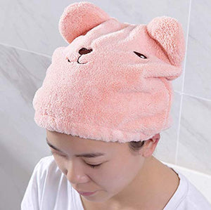 Soft Absorbent Dry Hair Cap Quick Drying Towel Head Wrap (Pink) - Hyshina