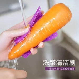 4 in 1 Kitchen Soft Glue Cleaning Brush Multifunctional Vegetable and Fruit Cleaning Brush - Hyshina