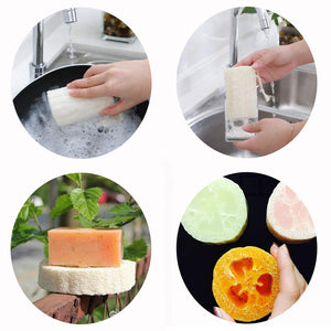 4" Natural Loofah Exfoliating Body Sponge Scrubber for Skin Care in Bath Spa Shower Pack of 4 - Hyshina