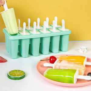 Ozera 12 Cavities Popsicles Molds, Reusable Summer Silicone Popsicle Molds, Easy Release Ice Pop Molds Popsicle Maker with Cleaning Brush an - Hyshina