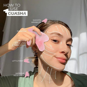 Black Gua Sha Scraping Face Massage Tool – Rose Quartz Facial Massage Tool -Traditional Scraper Tool for Anti-Aging, Wrinkles,Skin Tightenin - Hyshina