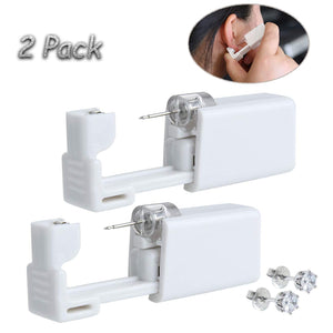 2 Pack Self Ear Piercing Gun Disposable Self Ear Piercing Gun Kit Safety Ear Piercing Gun Kit Tool with 5mm Earring Studs - Hyshina