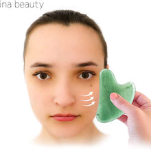 Load image into Gallery viewer, Large Gua Sha Heart Natural Jade Stone for Face to Lift, Decrease Puffiness and Tighten - Hyshina

