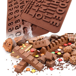 Silicone Letter Mold, Alphabet Number Chocolate Candy Molds Trays Set of 2, Happy Birthday Cake, Decorations Symbols DIY Baking Tools - Hyshina