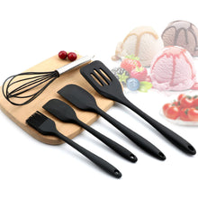 Load image into Gallery viewer, Silicone Cooking Utensil Set, Hyshina Non-stick Heat Resistant 5 pcs Kitchen Tools, includes Whisk, Slotted Turner, 2 Spreader Spatula &amp; Bating Brush, BPA Free Non Toxic - Hyshina
