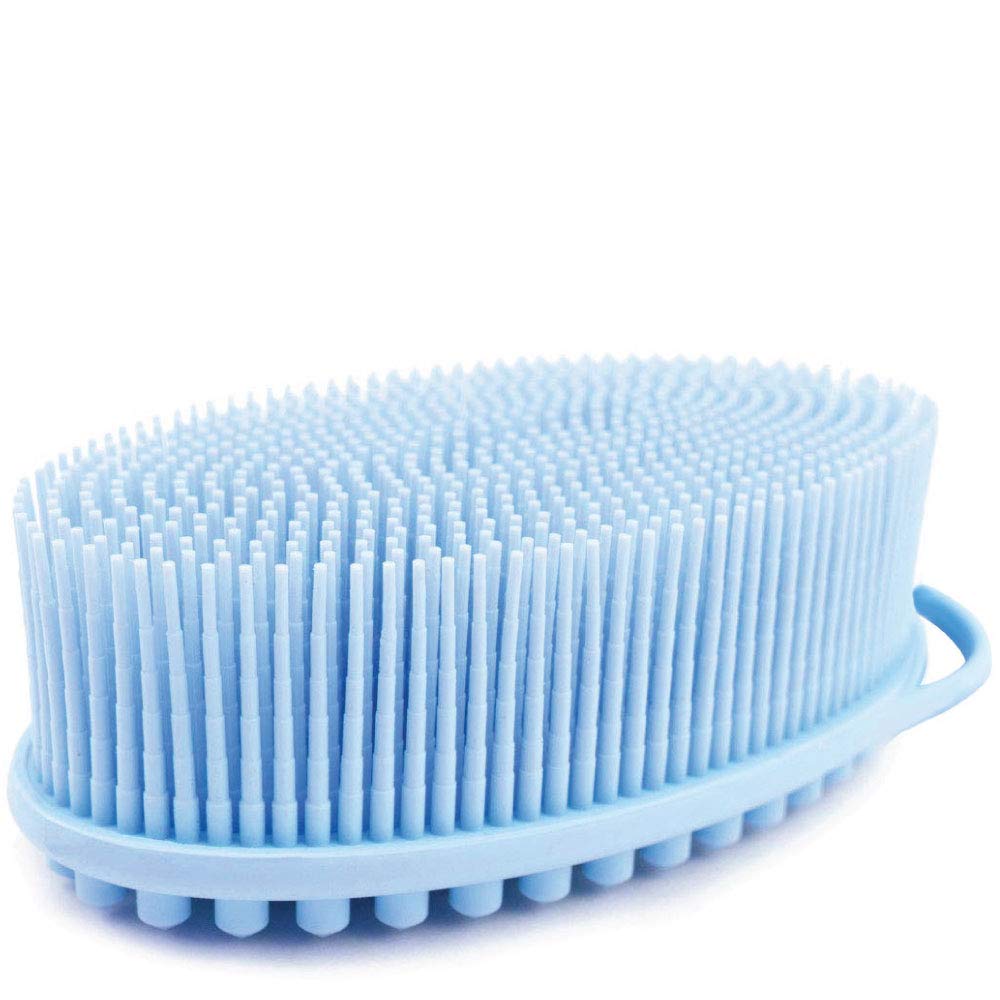 Exfoliating Silicone Body Scrubber Easy to Clean, Lathers Well, Long Lasting, And More Hygienic Than Traditional Loofah (Blue) - Hyshina