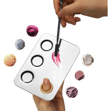 Load image into Gallery viewer, Makeup Palette 6x4inch Stainless Steel 3-well Nail-art Cosmetic Artist Mixing Palette with Spatula Tool for Mixing Foundation Silve - Hyshina

