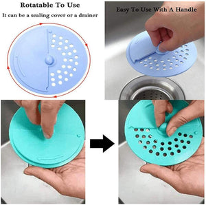 Rotary Anti-Clogging Sewer Filter Silicone Strainer Waste Plug 5PC - Hyshina