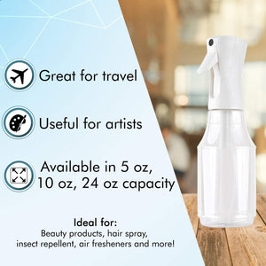 Hair Spray Bottle – Ultra Fine Continuous Water Mister for Hairstyling, Cleaning, Plants, Misting & Skin Care - Hyshina