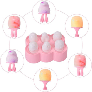 Mini Ice Pop Mold 6 Cavities, Reusable Cartoon DIY Popsicle Molds - Hyshina