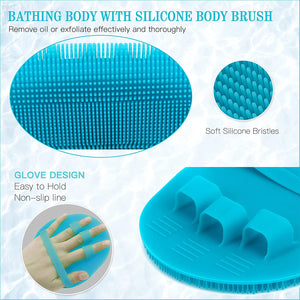 Soft Silicone Body Scrubber Exfoliating Glove Shower Cleansing Brush, SPA Massage Skin Care Tool, for Sensitive and all Kinds of Skin - Hyshina