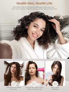 Microfiber Hair Towel, 3 Packs Hair Turbans for Wet Hair, Drying Hair Wrap Towels for Curly Hair Women Anti Frizz - Hyshina