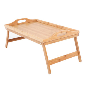 Bamboo Breakfast Bed Tray Lap Desk Bed Tray Hospital Table Serving Dinner Snack Tray with Handles and Foldable Legs,for Eating Tea TV Laptop Work or Study in Bed Couch Sofa Floor - Hyshina