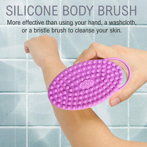 Exfoliating Silicone Body Scrubber Easy to Clean, Lathers Well, Long Lasting, And More Hygienic Than Traditional Loofah (Blue) - Hyshina