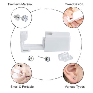 2 Pack Self Ear Piercing Gun Disposable Self Ear Piercing Gun Kit Safety Ear Piercing Gun Kit Tool with 5mm Earring Studs - Hyshina