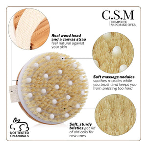 Body Brush for Wet or Dry Brushing - Gentle Exfoliating for Softer, Glowing Skin - Get Rid of Your Cellulite and Dry Skin - Hyshina