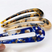 Load image into Gallery viewer, French Hair Forks Tortoise Shell U Shape Updo Hair Pins Clips for Thin Thick Hair, 4.3 inch Classic Cellulose Acetate 2 Prong Bun Hai - Hyshina
