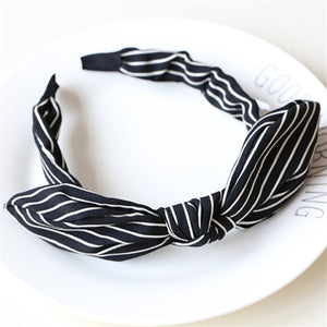 Striped Print Bow Headband - Hyshina
