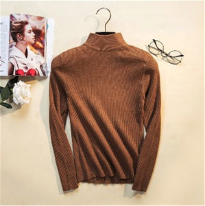 Women Turtleneck Pullovers Knitted Sweater - Hyshina
