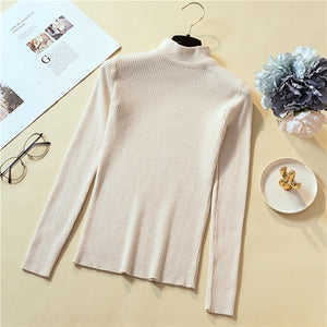 Women Turtleneck Pullovers Knitted Sweater - Hyshina