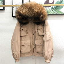 Load image into Gallery viewer, Natural Raccoon Fur Hooded Women Down Parka Coat - Hyshina
