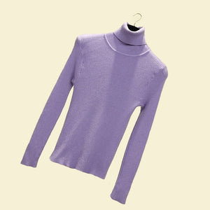 Women Sweater Turtleneck Long Sleeve Pullover - Hyshina