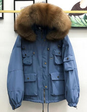Load image into Gallery viewer, Natural Raccoon Fur Hooded Women Down Parka Coat - Hyshina
