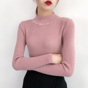 Women Sweater Knitted Turtleneck Pullovers - Hyshina