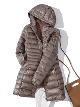 Load image into Gallery viewer, Woman Padded Hooded Jacket White Duck Down - Hyshina
